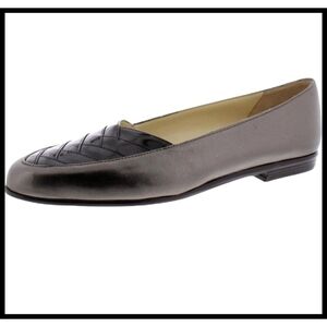 Almafi By Rangoni Orazio Woven Slip On Loafer Pewter Metallic Black Patent 10